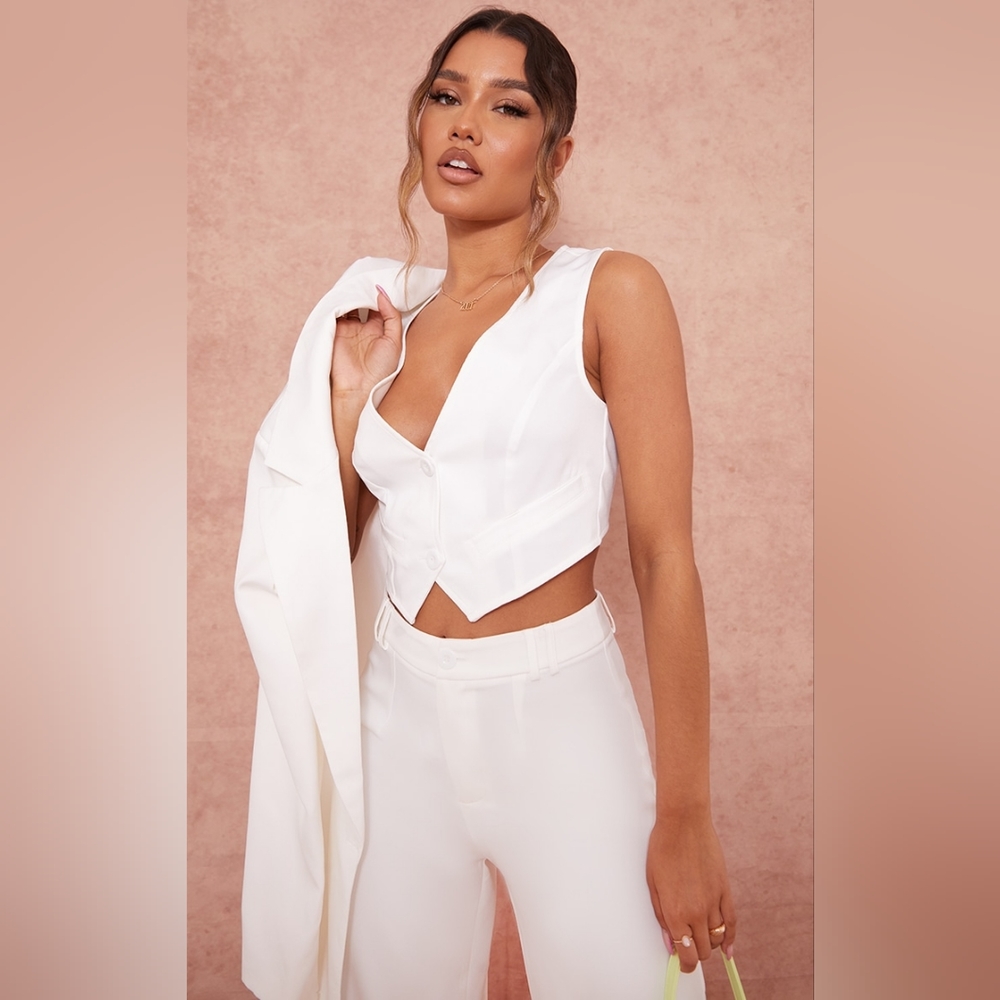 PrettyLittleThing white vest suit coordinates